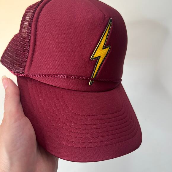 Aviator Nation Vintage Trucker Bolt Hat Maroon One Size